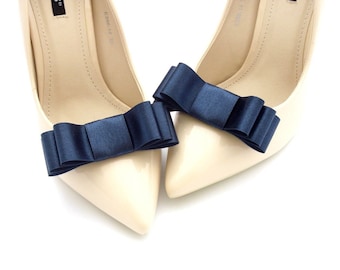 NAVY blue shoe clips satin bows bow Judaeve