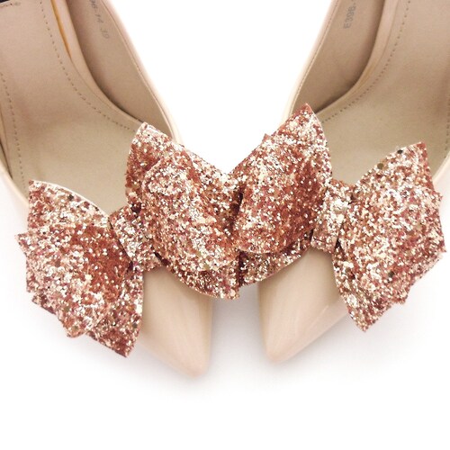 Rose Gold Brocade Shoe Clips 3D Bows for Shoes Shoe Clips Etsy