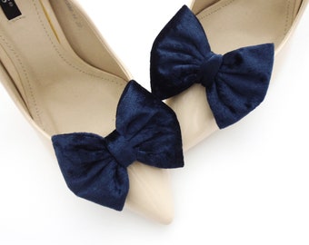 navy blue velvet shoe clips, bow shoe clips, velvet shoes, decorations for shoes  bows shoes clips, velvet shoe clips, blue clips Judaeve