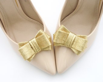 Gold shoe clips bow shoes bridal wedding decorations gold bows - Judaeve