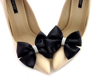 Presilhas para sapatos Decorações para sapatos Laços Prendedores de sapatos pretos com laços Judeeve