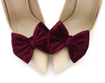 Fermagli per scarpe con fiocchi in velluto bordeaux, decorazioni per scarpe, regalo di Natale per donna/moglie - Judaeve