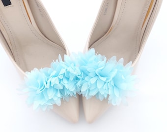 Blaue florale Pompoms-Judaeve-Schuhclips