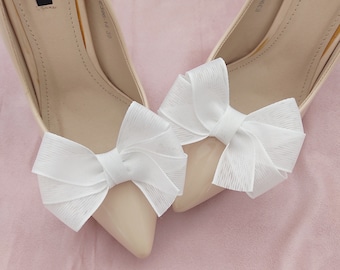 white bows shoe clips for bridal shoes wedding shoe decoration for bride 3D bows jewelry for shoes gift