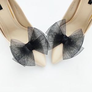 3D bows black shoe clips | big bow white shoe clips | wedding shoe decorations | shoe clips | wedding shoes decoration | Black bows for shoe