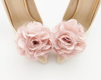 large flowers pink or white shoe clips powder shoe clips wedding decorations tulle shoe clips flowers shoes clips bridal pink or white