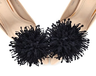 black flower shoe clips flowers shoes decorations bridal flowers wine flowers for shoe wedding clips for shoes  - Judaeve