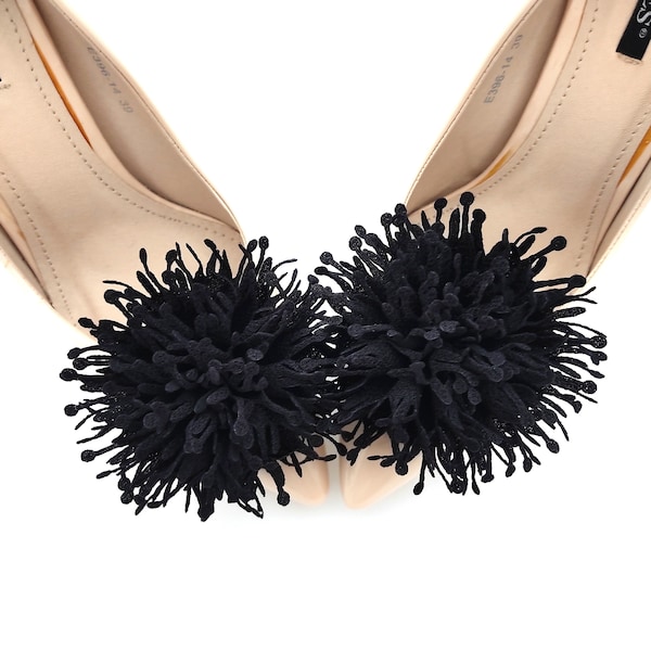 black flower shoe clips flowers shoes decorations bridal flowers wine flowers for shoe wedding clips for shoes  - Judaeve
