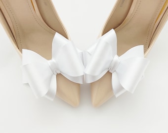 white satin bows shoe clips for bridal shoes wedding shoe decoration for bride 3D bows jewelry for shoes gift bridesmaid