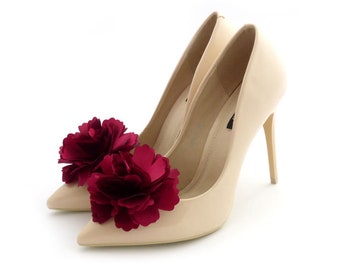 Schuhclips-Dekorationen – burgunderrote Judaeve-Blumen