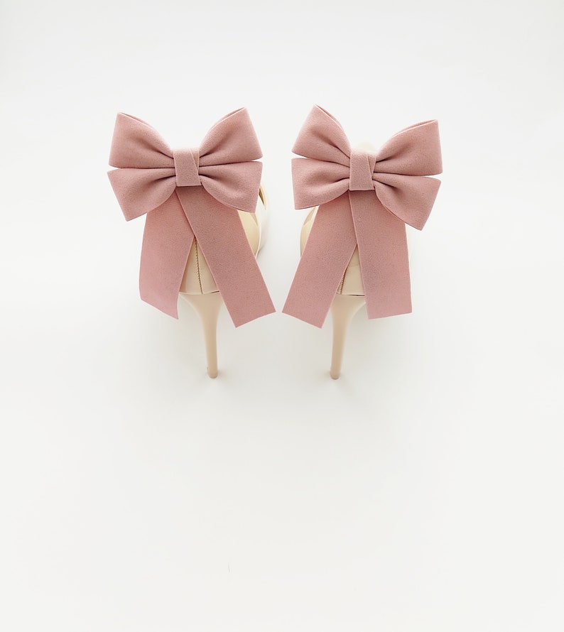 Suede heel ornaments shoe clips bows on the back of the shoe suede heels shoe clips suede bows decoration for shoes image 4