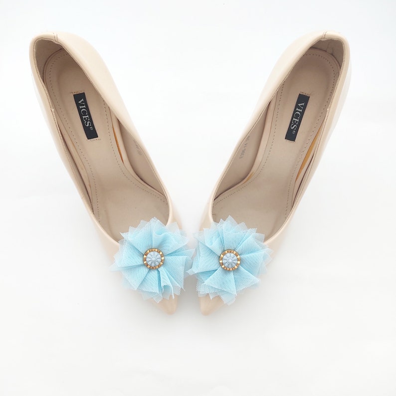 tulle flowers shoe clips, flower shoe clips,clips for shoes,wedding shoes bridal accessories,flowers for shoes,wedding shoe clips Judaeve image 5