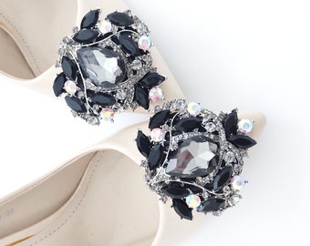 jewelry black shoe clips wedding shoe clips, jewelry bridal shoes, crystal shoe clips, black shoe clips jewelry shoe clips Judaeve
