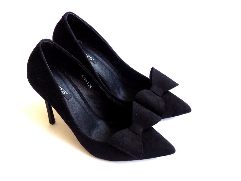 Suede bows black shoe clips Judaeve