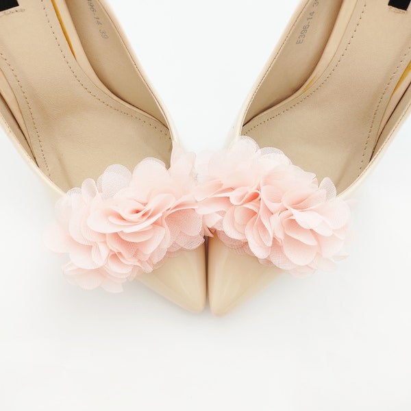 powder pink shoe clips pompoms flowers powder shoe clips decorations chiffon flowers shoes clips bridal pink shoe clips Judaeve