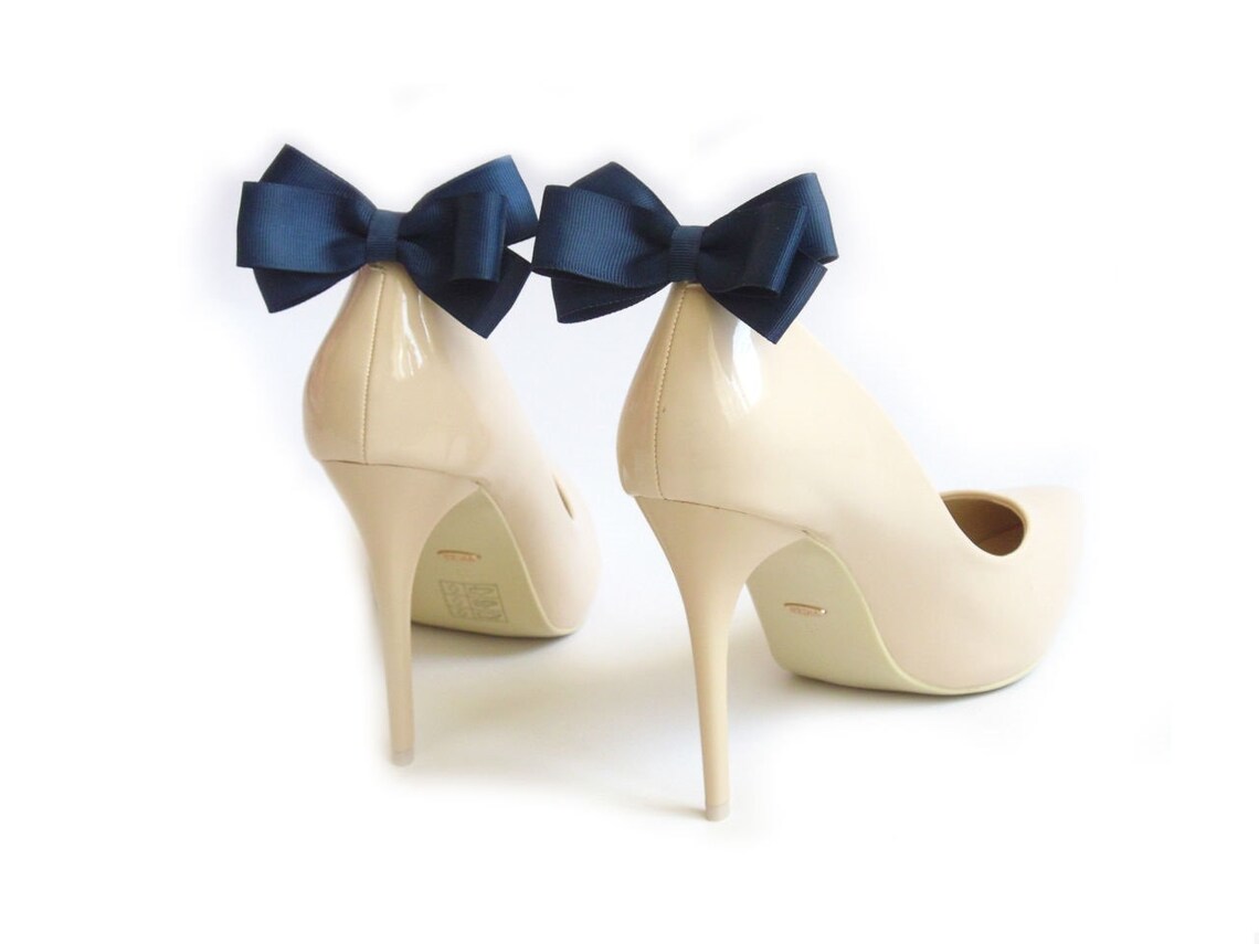 NAVY Blue Bows Shoe Clips Shoes Clip Schuhclips Bows Bow Etsy