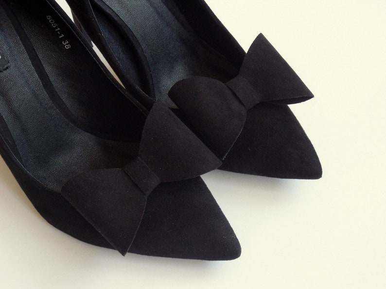 Suede bows black shoe clips Judaeve