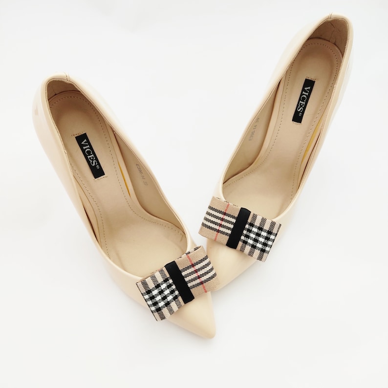 pinces à chaussures à carreaux beige décarations de chaussures clips à chaussures image 10