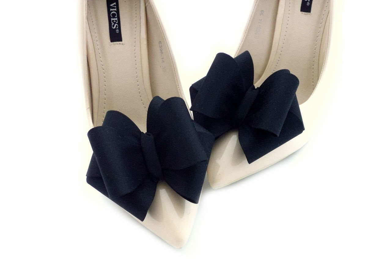 Black bow shoe clips shoes wedding decorations black bows 3d Etsy