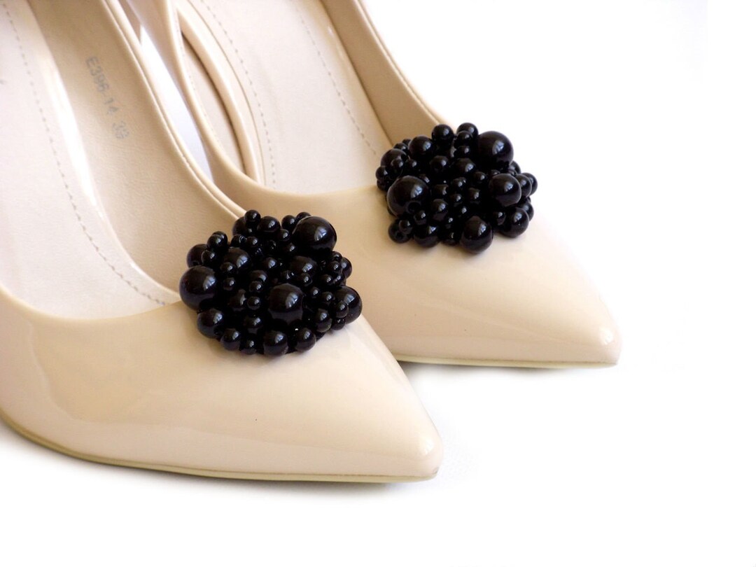 Black Pearls Shoe Clips Wedding Bridal Shoe Decorations Black Pearl