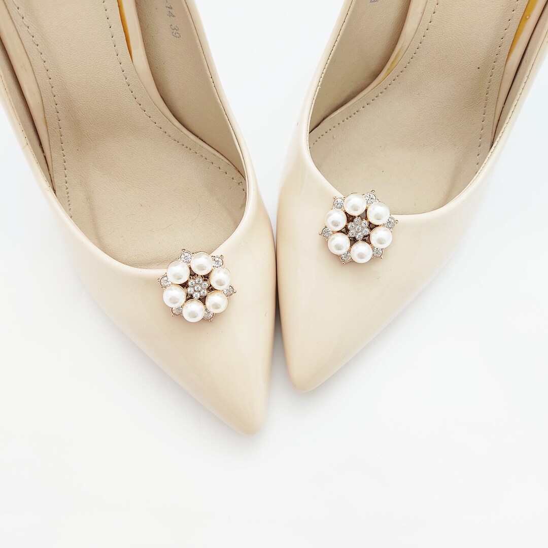 Ivory Pearls Shoe Clips Wedding Pearl Shoe Decorations Silver