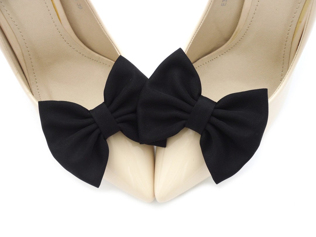 Black fabric bows shoe clips black shoe clips black boots Etsy.de