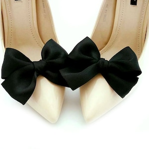 Black bow shoe clips shoes wedding decorations black bows - Judaeve