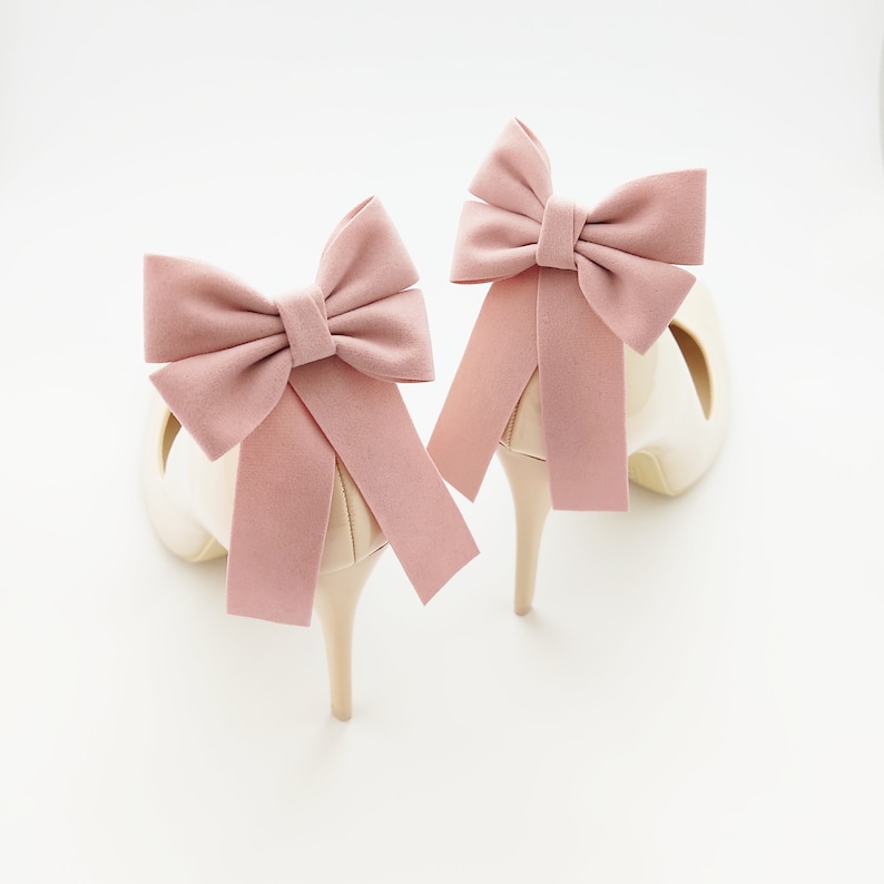 Suede heel ornaments shoe clips bows on the back of the shoe suede heels shoe clips suede bows decoration for shoes image 3