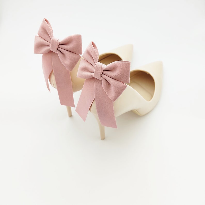 Suede heel ornaments shoe clips bows on the back of the shoe suede heels shoe clips suede bows decoration for shoes image 6