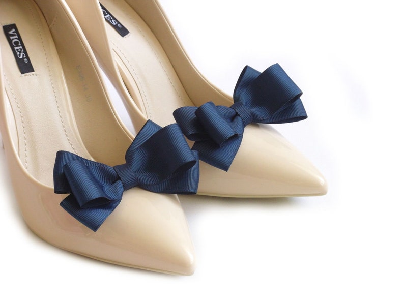 NAVY Blue Bows Shoe Clips Shoes Clip Schuhclips Bows Bow Judaeve image 1