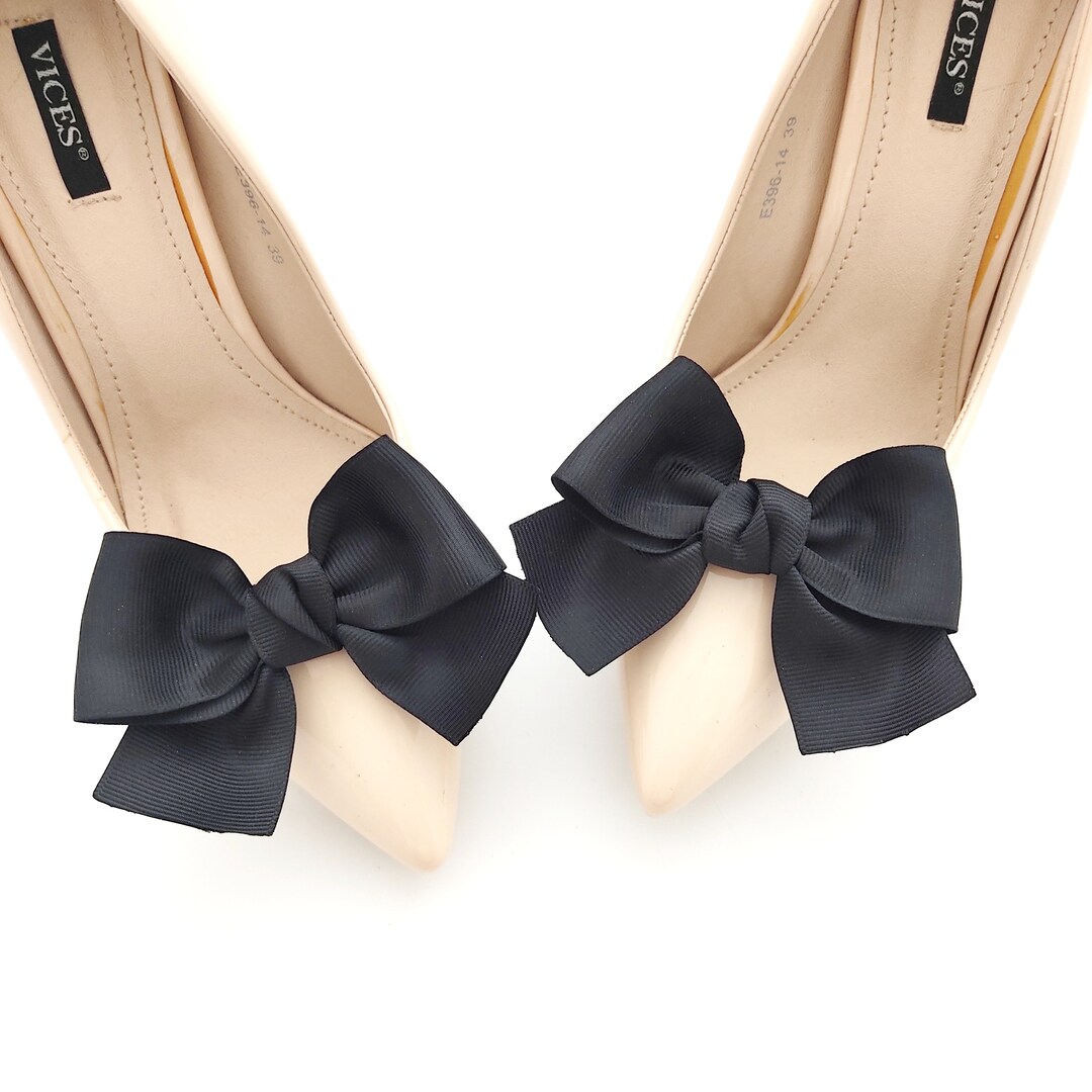 Black Bows Shoe Clips Shoes Clip Schuhclips Bows Bow Judaeve Etsy