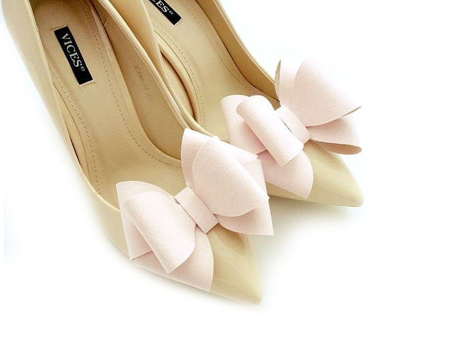 Suede powder pink shoe clips bows 3d pink shoes clips wedding Etsy