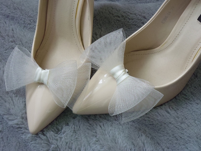 Crinoline Cream Bows Shoe Clips Bridal Shoe Accessoriesbows Etsy