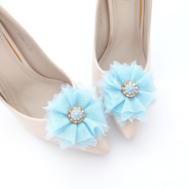 tulle flowers shoe clips, flower shoe clips,clips for shoes,wedding shoes bridal accessories,flowers for shoes,wedding shoe clips Judaeve image 3