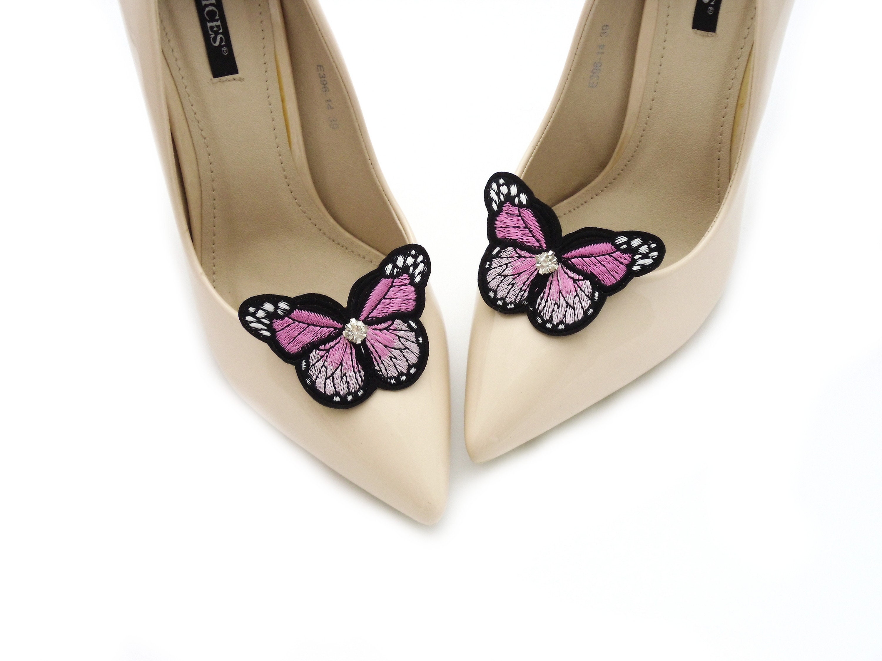 Pink butterflies shoe clips rhinestones shoes clip wedding Etsy
