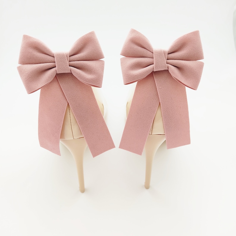 Suede heel ornaments shoe clips bows on the back of the shoe suede heels shoe clips suede bows decoration for shoes image 5