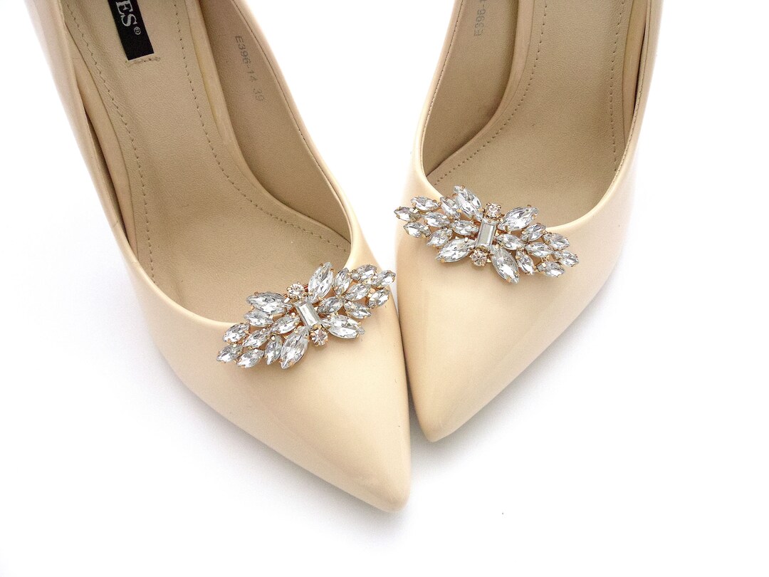 Jewelry Gold Shoe Clips Shoes Clip Wedding Bridal Decorations Rhinestones Crystal Judaeve Etsy
