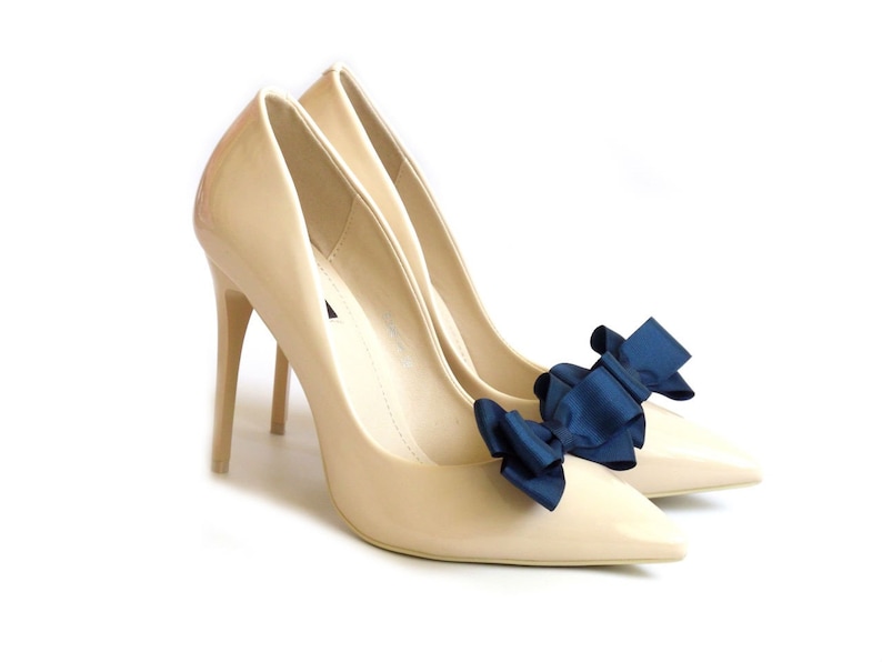 NAVY Blue Bows Shoe Clips Shoes Clip Schuhclips Bows Bow Judaeve image 3