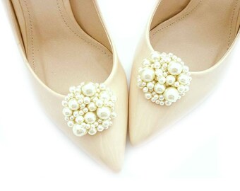 cream pearls shoe clips wedding bridal cream pearl shoes clip - Judaeve