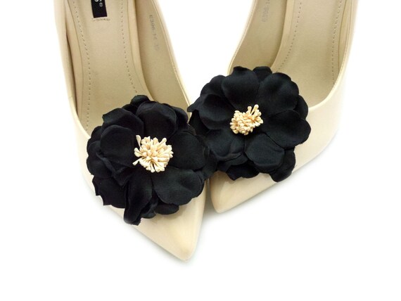 Black flower shoe clips flowers shoes 
