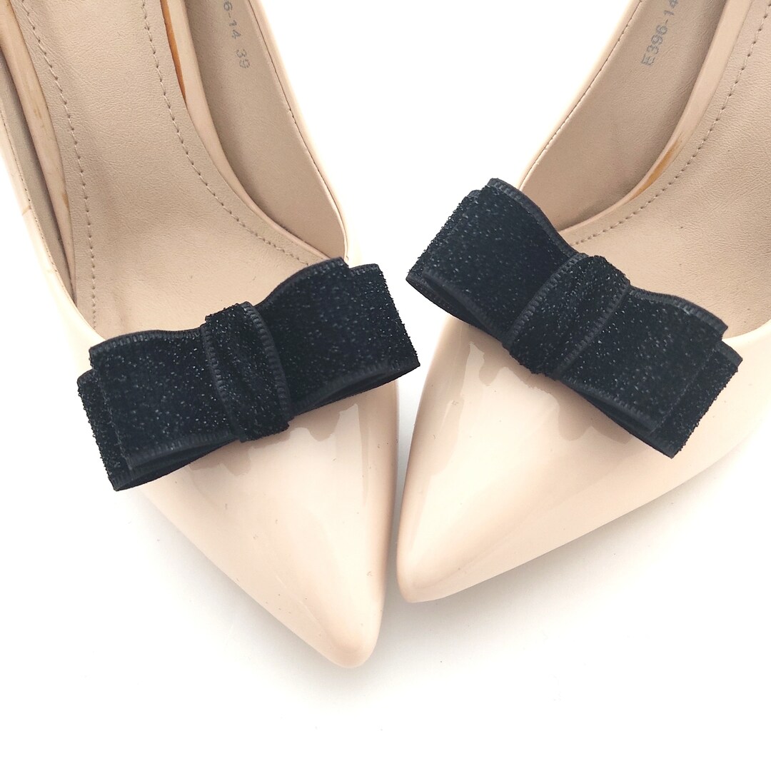 Black Bow Shoe Clips Shoes Wedding Decorations Black Bows Etsy
