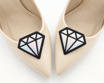 Hologram diamonds iridescent shoe clips, shoe decorations, pins for shoes, for sneakers , high heels, ballerinas , diamond