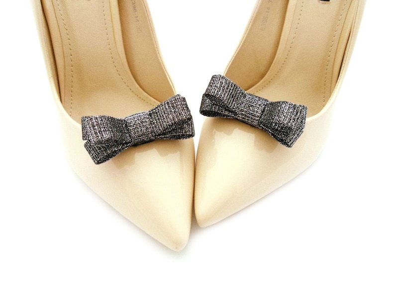 silver shoes bows for shoes black bows shoe clips for shoe black shoe clips with silver shiny effect wedding shoe clips bows shoe clips