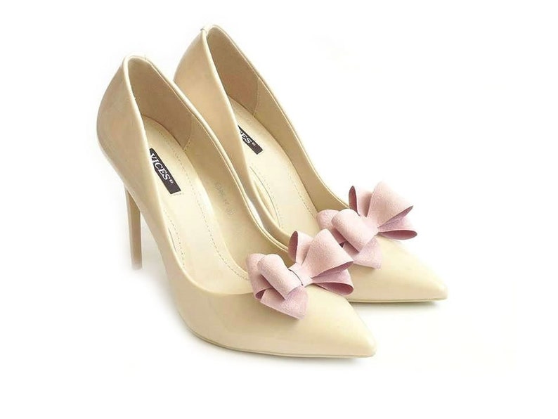 Pink Suede Bows Shoe Clips Judaeve immagine 4