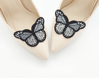 embroidery butterflies shoe clips , shoes clip wedding shoe decorations , shoe clips , shoes decorations