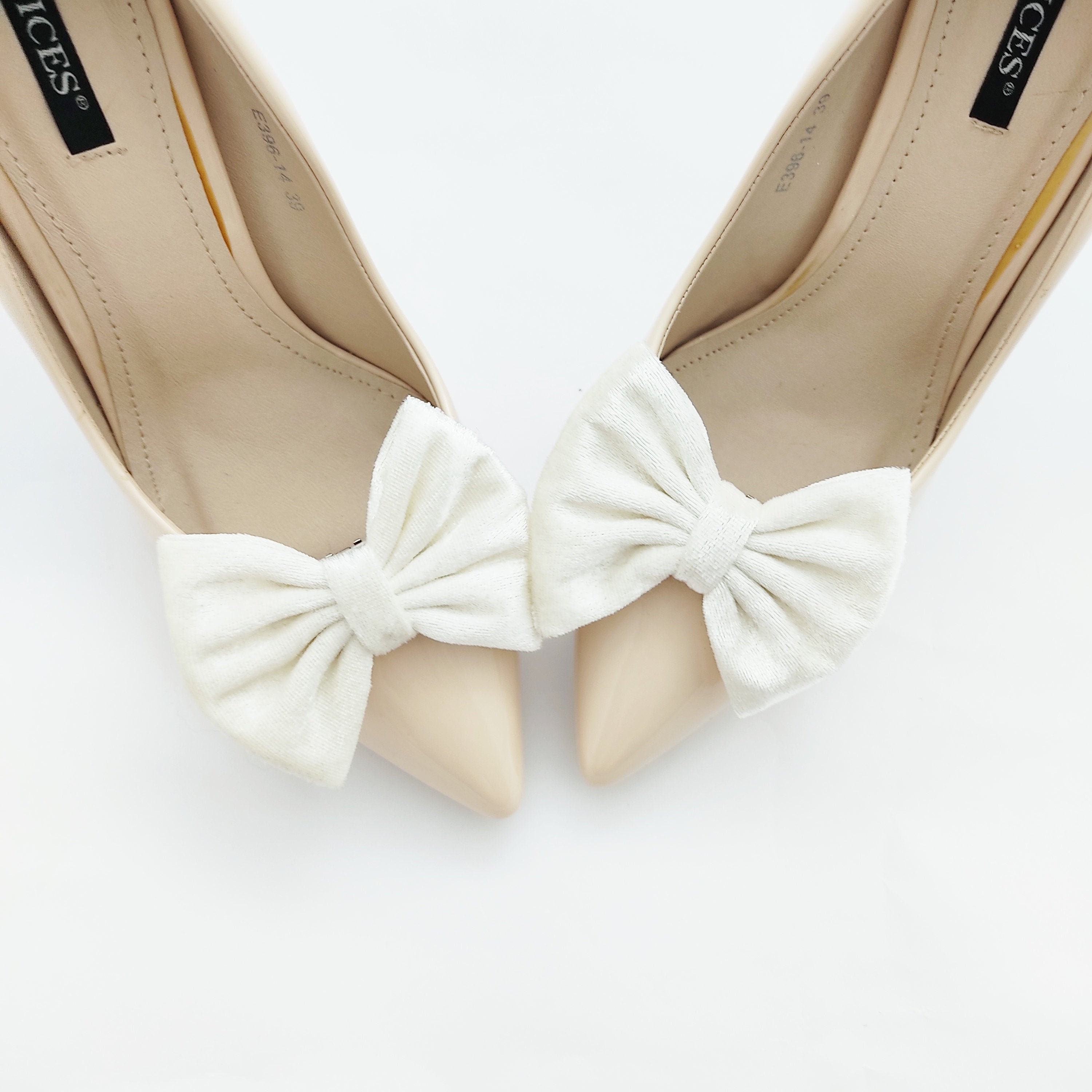 IVORY velvet shoe clips bow shoe clips velvet Etsy