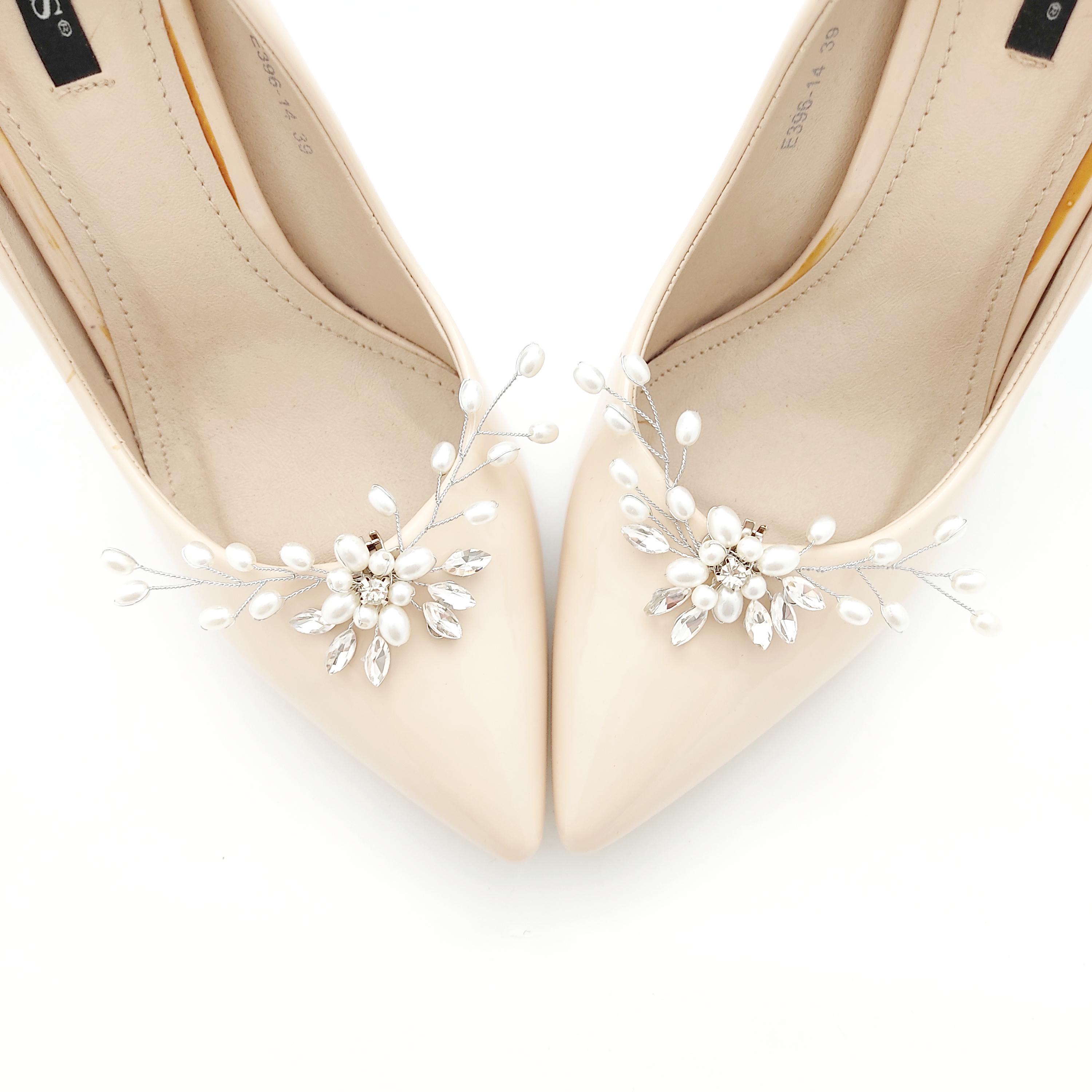Clip Per Scarpe Donna Con Perline Nere Intercambiabili Gioiello Calzatura