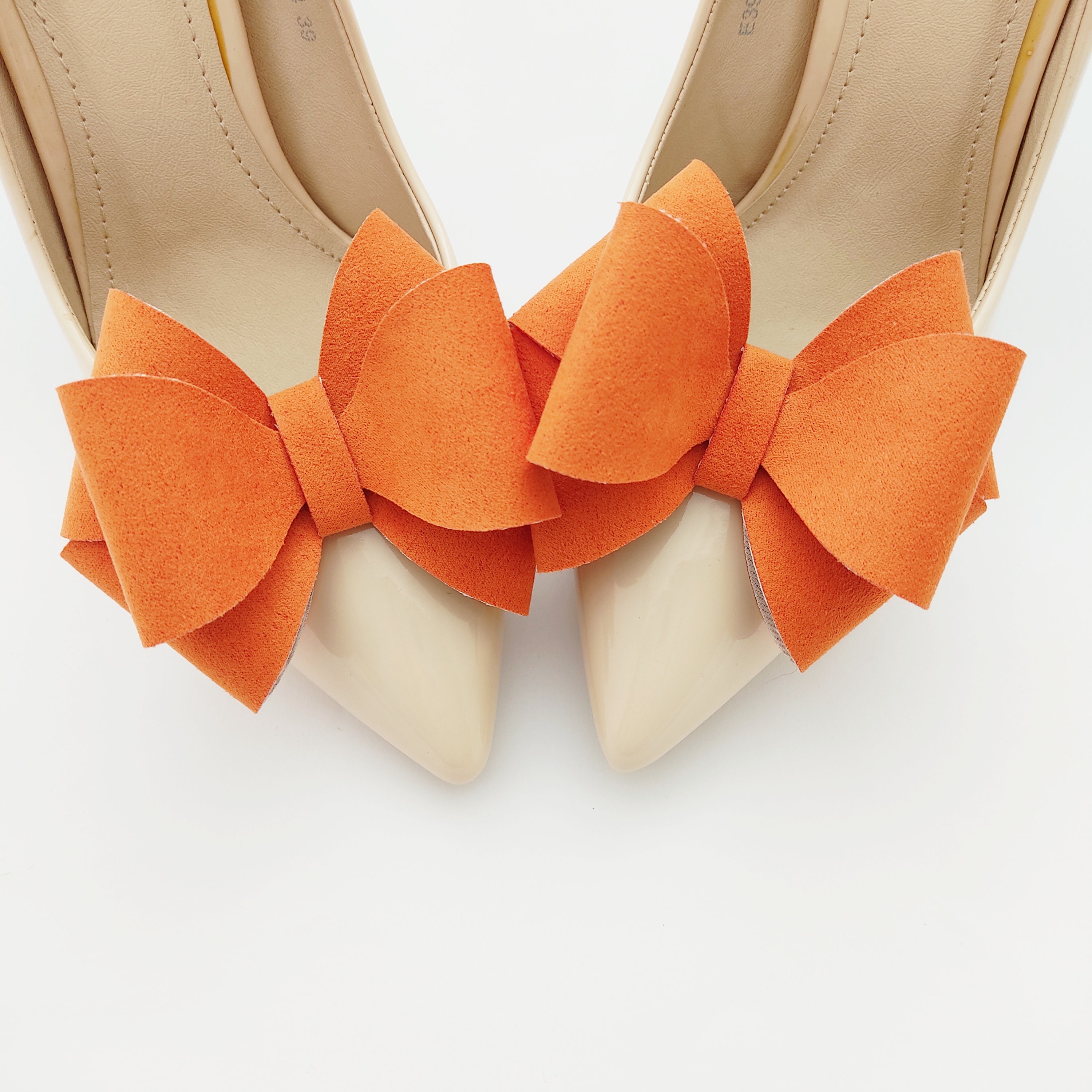Orange suede shoe clips bows for shoes suede bows for shoe Etsy