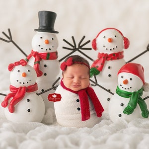 Snowman Family -  Christmas Digital Background Instant Download