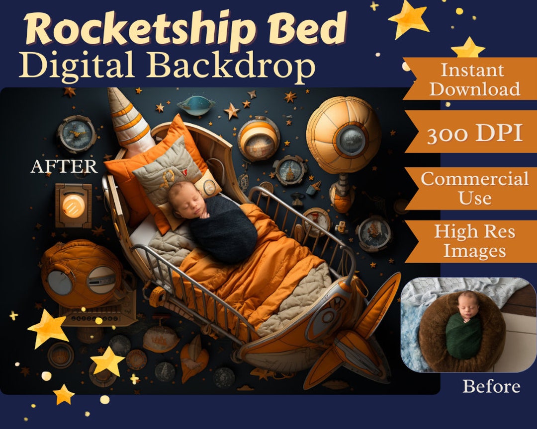 Newborn Baby Digital Backdrop, Rocketship Background, Outer Space ...